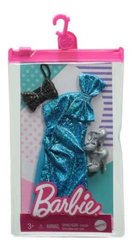 Imagem 3 de 3 de Roupa Barbie - Vestido Azul Metálico Ms