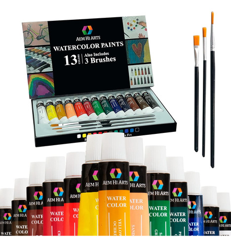 Set De Pintura Acuarela - Incluye 13 Colores Y 3 Pincel...