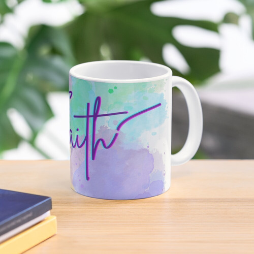 Imagen 2 de 4 de Taza Mug Impreso Regalo Palabra Fe Amor Flor De Lis