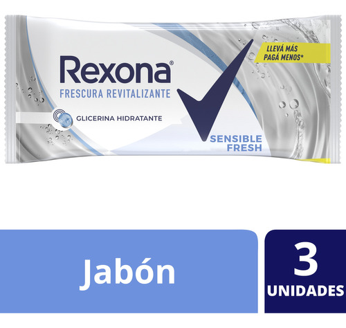 Jabon Tocador  Sensfresh 3x125 Gr Rexona Jabon De Tocador