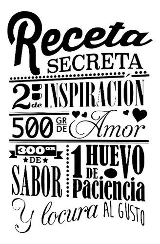 Vinilo Decorativo Pared Cocina Frase Receta Secreta