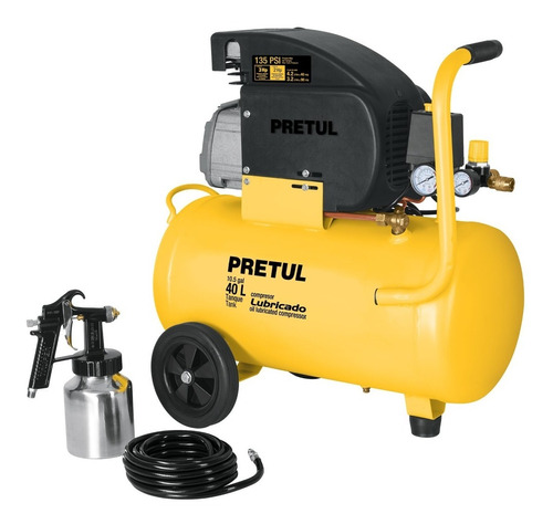 Compresor de aire eléctrico portátil Pretul COMP-KIT40P monofásico 40L 2hp 127V 60Hz amarillo