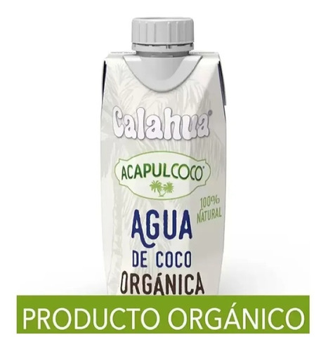 Agua De Coco Orgánica Calahua Acapulcoco 18 Pz De 330ml C/u