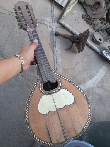 Jt Antigua Guitarra Con Nacar Decorativo Rustico