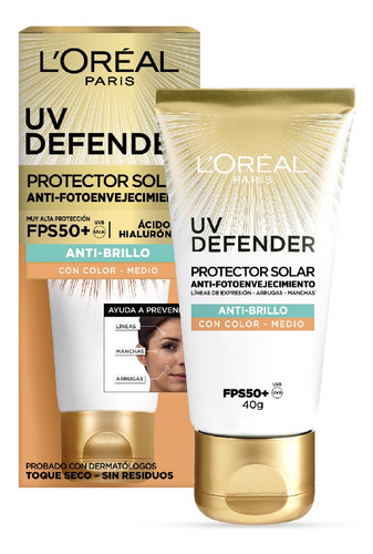 L'oréal Paris UV Defender Anti-brillo Protector Solar Diario Hidratante Fps50 40g