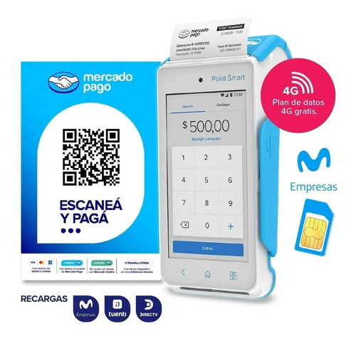 Mercado Pago Point Smart C/chip Celular Plan Gratis - Posnet