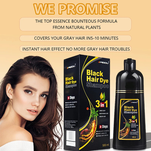 Shampoo De Tintura De Cabelo De 100 Ml/500 Ml 3 Em 1 Para Es