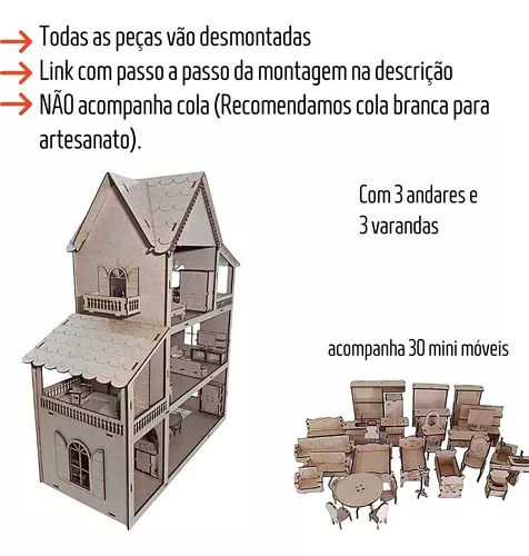 Casinha Para Criança Em Madeira Mdf + 30 Mini Moveis Oferta