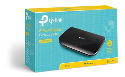 Switch 8 Puertos 10/100/1000 Tp-link Tl-sg 1008d Plástico