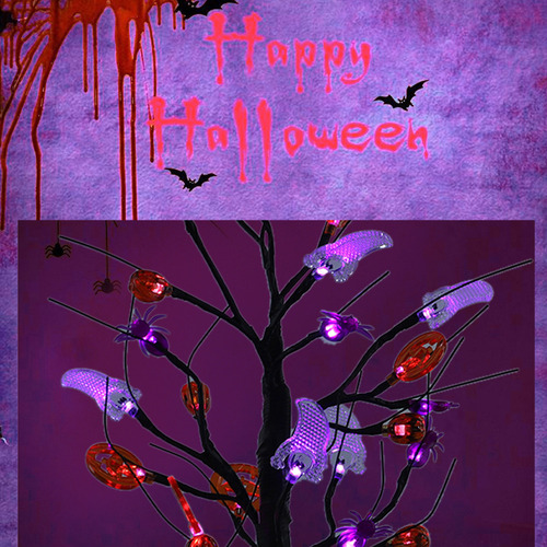 24 Luces Led Moradas For Árbol De Halloween, 20 Pulgadas, C