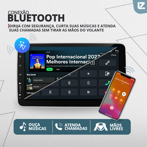 Multimídia Mp10 Android 13 Wifi 32gb 2gb Rotativa Hands Free