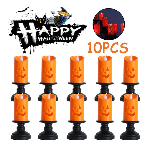 10 Paquetes De Velas De Mesa Con Luz Led Para Halloween +