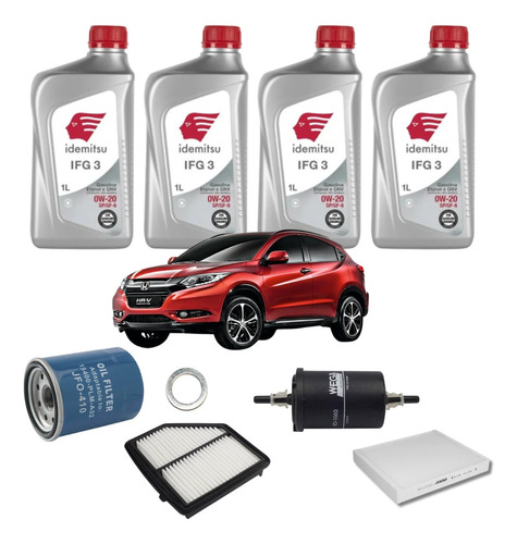 Kit Revisão Óleo 0w20 E Filtros Honda Hrv 1.8 2016 Em Diante