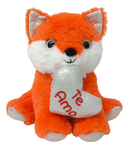 Peluche Zorro Con Corazón 19 Cm Phi Phi Toys Color Naranja