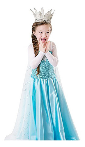 Disfraz Talla 5 Para Niñas Vestido De Princesa Elsa