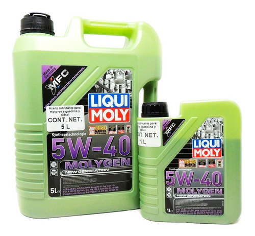 Aceite Sintetico 5w40 Para Motor Liqui Moly Molygen Kit 6l