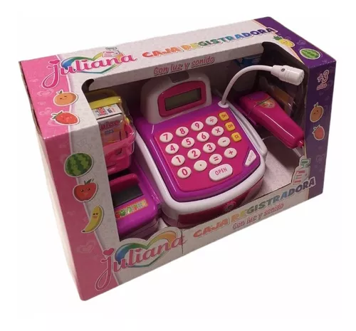 Caja Registradora Juliana Luz Y Sonido Accesorios Micrófono Color Rosa