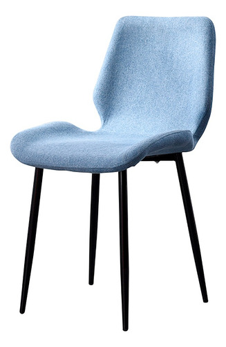 Silla De Comedor Berlin Estilo Nordico Moderno Minimalista Estructura de la silla Negro Asiento Azul