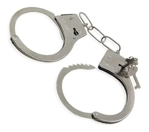 Imagen 1 de 3 de Esposas Plasticas Plata Cotillon Disfraz Policia Ladron X1