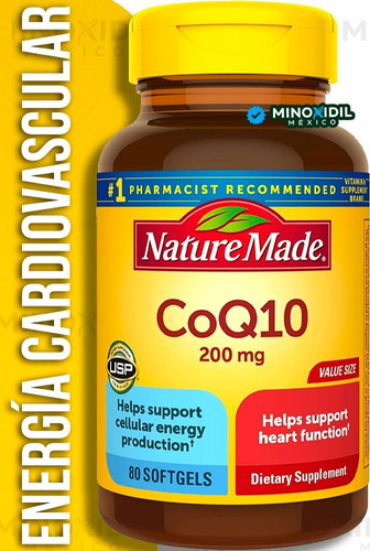 Nature Made Coq10 200 Mg Energía Celular 80 Softgels Sabor Sin Sabor