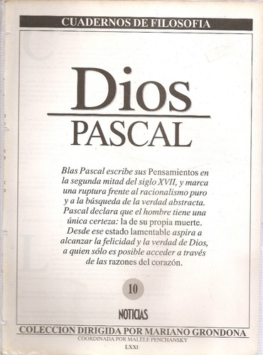 Cuadernos De Filosofia Nº 10 Noticias - Dios - Pascal