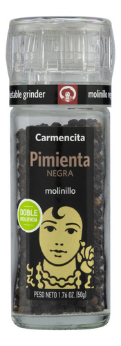 Pimenta-Preta Grãos com Moedor Carmencita Vidro 50g