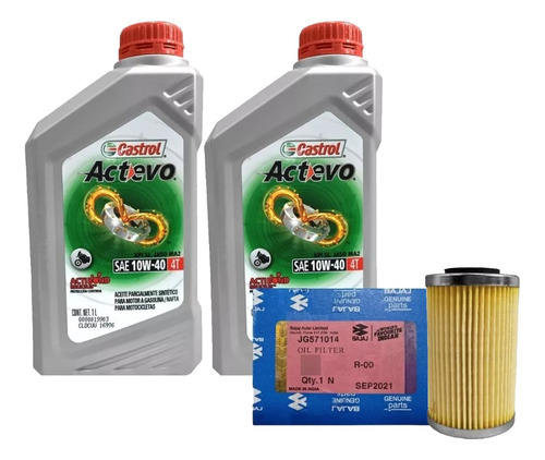 Kit Service Filtro Aceite Castrol 10w40 Bajaj Rouser Ns 200