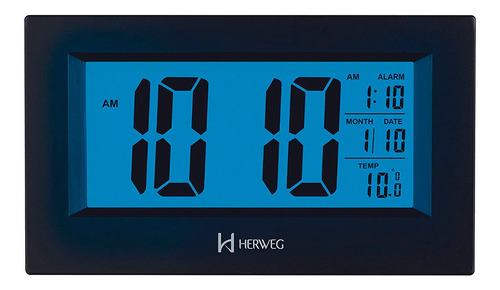 Relógio Despertador Digital 2972 Luz Noturna Preto Herweg