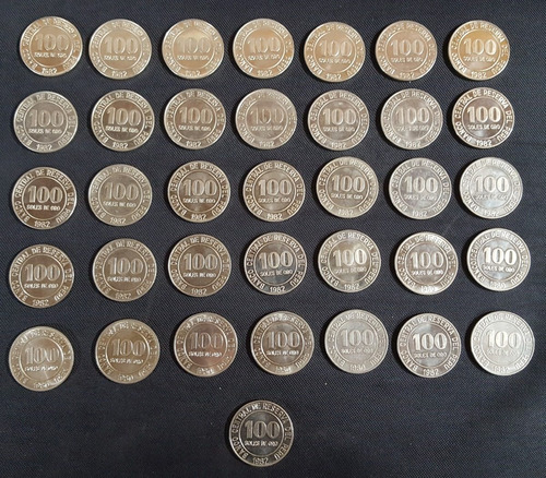 Lote Antiguas Monedas De 100 Soles De Oro Peruanas Unc