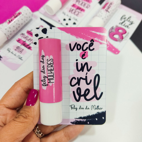 25 Lembrancinha Dia Das Mulheres- Card Com Manteiga De Cacau