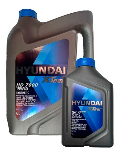 Aceite Sintetico Xteer Hd 7000 15w40 Marca Hyundai 7 L T S