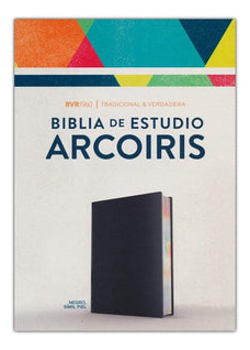 Libro Rvr 1960 Biblia De Estudio Arco Iris, Negro Imitación