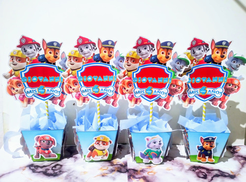 1u Centro De Mesa Paw Patrol Logo Con Nombre