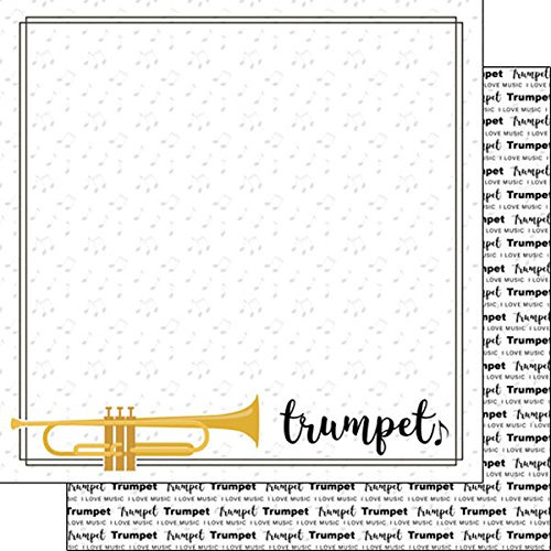 Trumpet Nota Musica Doble Cara Scrapbook Papel Hoja