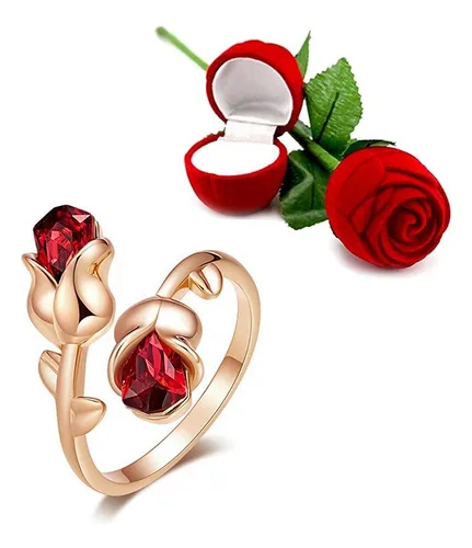 Anillo con rosa roja hotsell