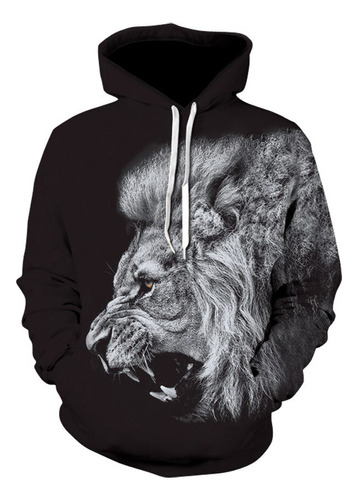 Animal Print 3d Print Lion Head Sudadera Con Capucha Moda