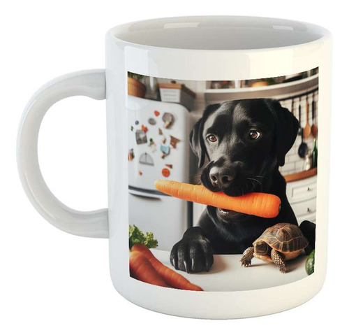 Taza Ceramica Perro Negro Labrador Pelo Zanahoria