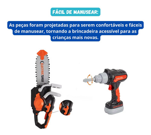 Ferramentas De Brincar Para Crianças Msp Kids Com Serra E Furadeira