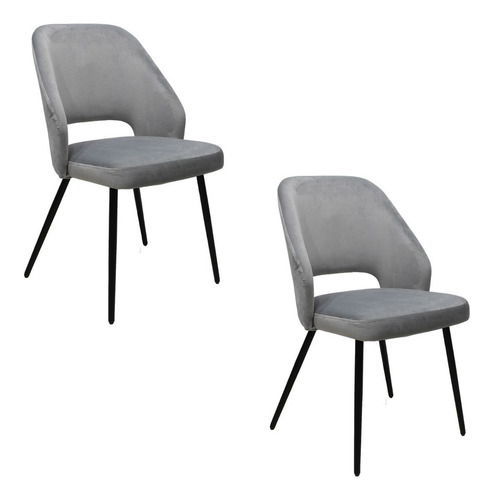 Set 2 Sillas Minimalista Mundo In Asturias Oficina O Comedor Color de la estructura de la silla Negro Color del asiento Plata