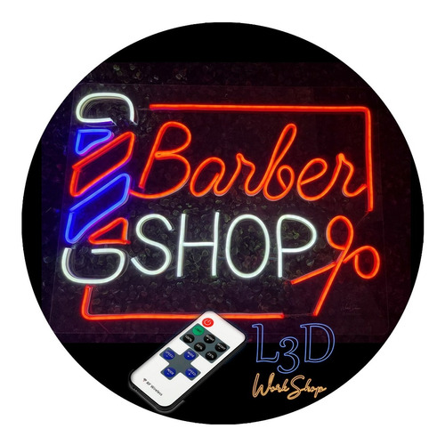 Barber Shop Letrero Neon Grande 85x60 Control Remoto Wow!