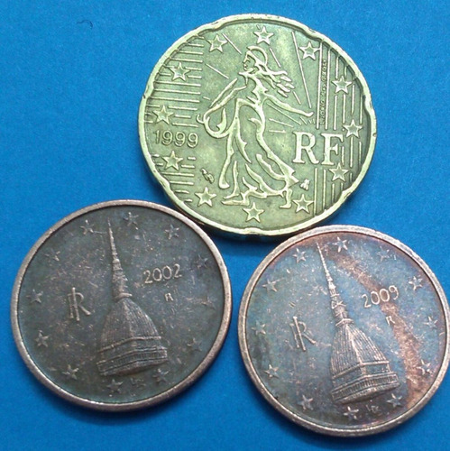 Francia 3 Monedas 20 Céntimos 1999 Y 2 Céntimos 2002-2009