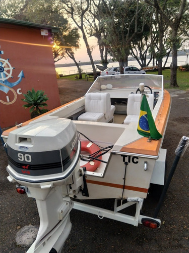 Imagem 5 de 15 de Barco Lancha 16 Pés Cassarino Johnson 90hp