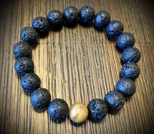 Pulsera De Cuarzo Natural: Lava Volcánica Madera Petrificada