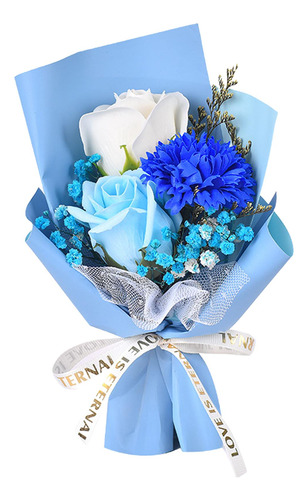 Ramo De Flores De Jabón, Flor De 20 Centímetros Papel Azul