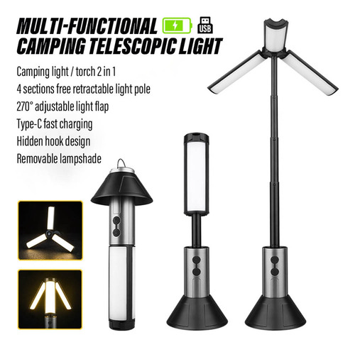 Linterna Led Multifunción Para Acampar Al Aire Libre, Luz De