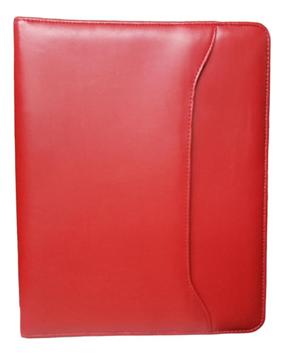 Carpeta A4 Simil Cuero Con Bolsillo Roja C/cierre Diviciones