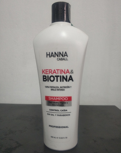 Imagen 3 de 3 de Shampoo Hanna Caball Keratina Biotina Sin Sal 400 Ml