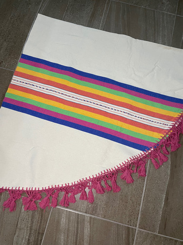 Mantel Artesanal Oaxaqueño Redondo 1.80m Multicolor
