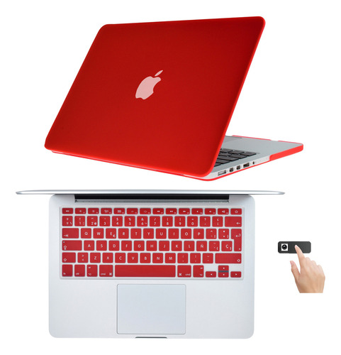 Kit De Protección Carcasa Case Para Macbook 3 En 1 Español Color Del Teclado Rojo