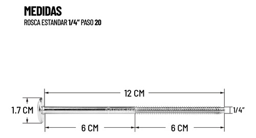 Tornillo Conector Union Niquelado Muebles 12cm X 1/4 10pzs Ficus.MX